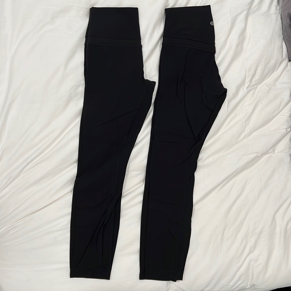 2 pairs of lulu lemon align pant, butter soft, size 6 - high waist, 3/4 length